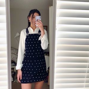 Topshop Black Polka Dot Overall Dress Size 6